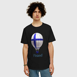 Футболка оверсайз мужская 3d aerostat Finland flag, цвет: черный — фото 2