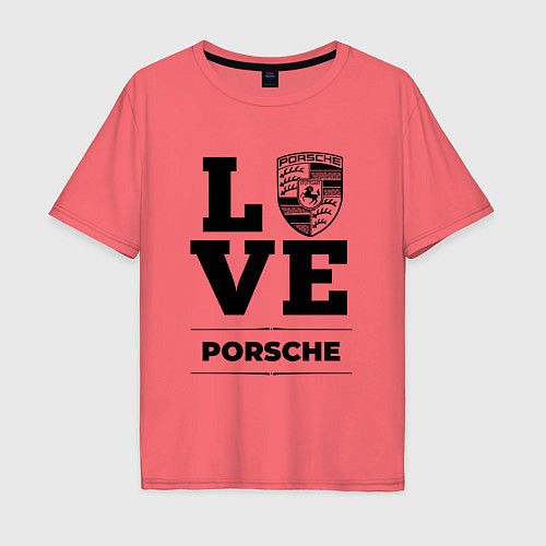 Мужская футболка оверсайз Porsche Love Classic / Коралловый – фото 1