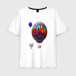 Футболка оверсайз мужская 3d aerostats colorful, цвет: белый