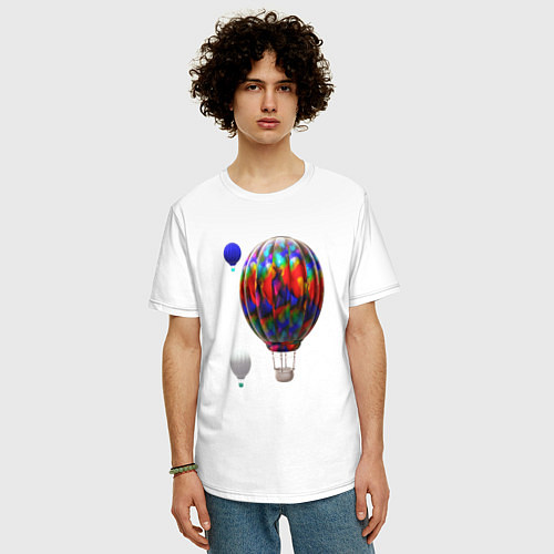 Мужская футболка оверсайз 3d aerostats colorful / Белый – фото 3