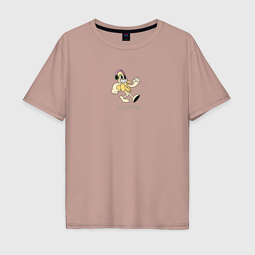Мужская футболка оверсайз ЭКО дизайн с бананом в стиле ретро / Пыльно-розовый – фото 1