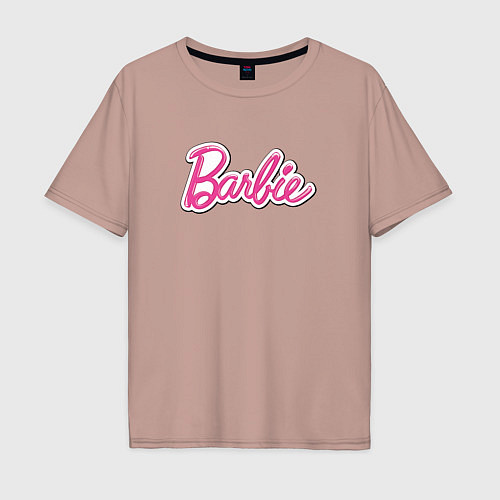 Мужская футболка оверсайз Barbie logo / Пыльно-розовый – фото 1
