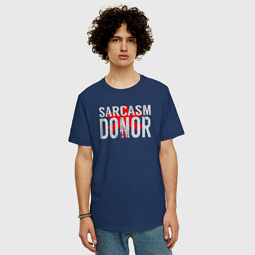 Мужская футболка оверсайз Донор Сарказма Sarcasm Donor / Тёмно-синий – фото 3