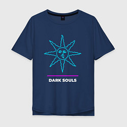 Футболка оверсайз мужская Символ Dark Souls в неоновых цветах, цвет: тёмно-синий