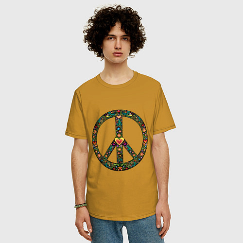 Мужская футболка оверсайз Pacific symbol / Горчичный – фото 3
