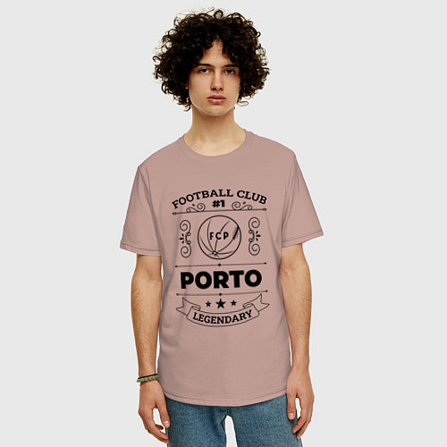 Мужская футболка оверсайз Porto: Football Club Number 1 Legendary / Пыльно-розовый – фото 3