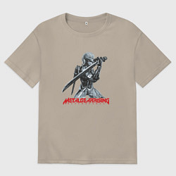 Футболка оверсайз мужская Райден из Metal Gear Rising с мечом, цвет: миндальный