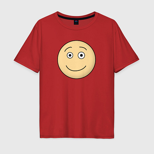 Мужская футболка оверсайз Улыбающийся смайлик из Дурак Онлайн / Красный – фото 1