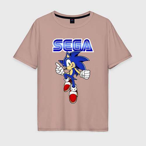 Мужская футболка оверсайз SEGA - Sonic / Пыльно-розовый – фото 1