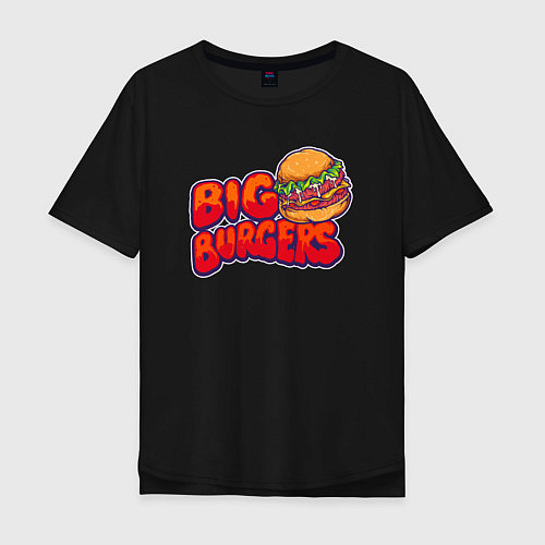 Мужская футболка оверсайз Огромный бургер / Черный – фото 1