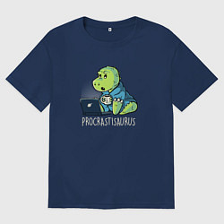 Футболка оверсайз мужская Procrastisaurus, цвет: тёмно-синий