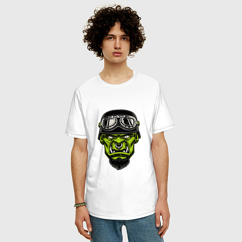 Мужская футболка оверсайз MONSTER BIKER / Белый – фото 3