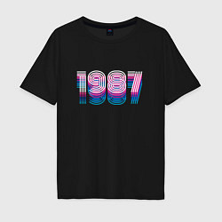 Футболка оверсайз мужская 1987 Год Ретро Неон, цвет: черный