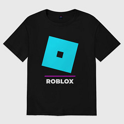 Футболка оверсайз мужская Символ Roblox в неоновых цветах, цвет: черный