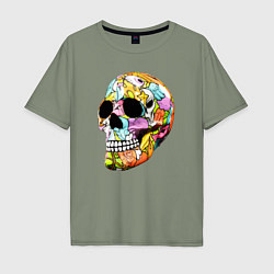 Футболка оверсайз мужская Art cool skull, цвет: авокадо