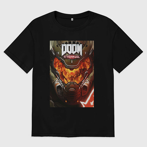 Мужская футболка оверсайз Doom eternal - poster / Черный – фото 1