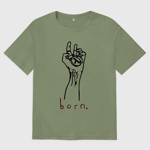 Мужская футболка оверсайз Half life - born / Авокадо – фото 1