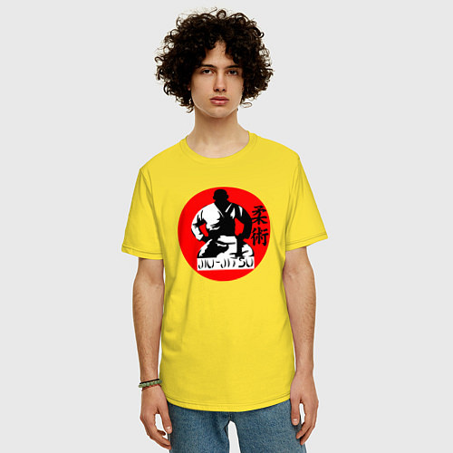 Мужская футболка оверсайз Джиу-джитсу поза лотоса / Желтый – фото 3