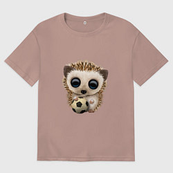 Футболка оверсайз мужская Футбол - Ёжик, цвет: пыльно-розовый