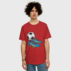 Футболка оверсайз мужская Футбольные бутсы, цвет: красный — фото 2