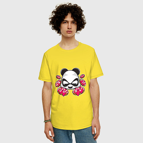 Мужская футболка оверсайз Пончики панды / Желтый – фото 3