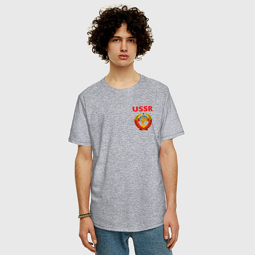 Мужская футболка оверсайз USSR логотип / Меланж – фото 3
