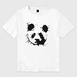 Футболка оверсайз мужская Прикольный панда - клякса, цвет: белый