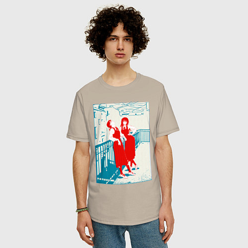 Мужская футболка оверсайз Человек бензопила 2 Демон войны / Миндальный – фото 3