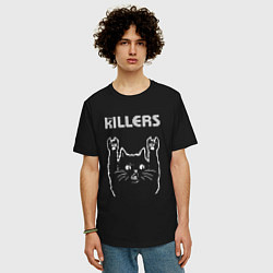 Футболка оверсайз мужская The Killers рок кот, цвет: черный — фото 2