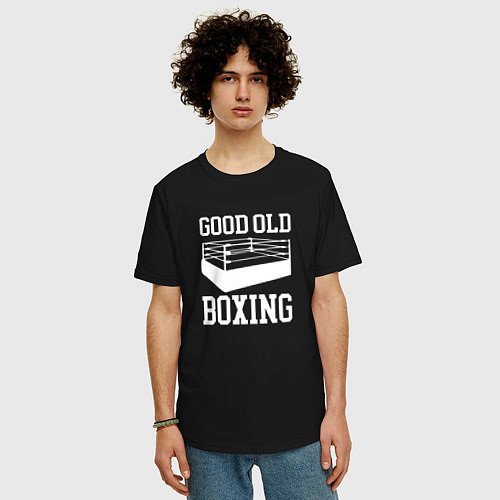Мужская футболка оверсайз Good Old Boxing / Черный – фото 3
