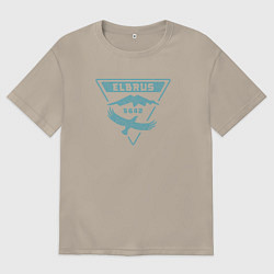 Футболка оверсайз мужская Эльбрус 5642 лого, цвет: миндальный