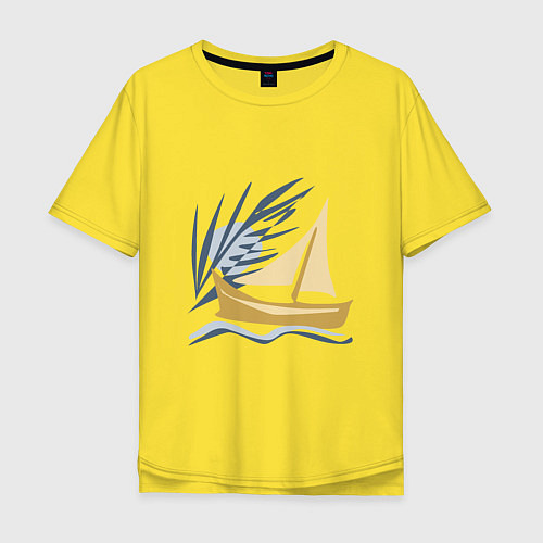 Мужская футболка оверсайз Парусник в океане / Желтый – фото 1