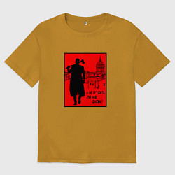 Футболка оверсайз мужская Раскольников - А не срубить ли мне бабок, цвет: горчичный