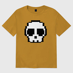 Футболка оверсайз мужская Череп из пикселей, цвет: горчичный
