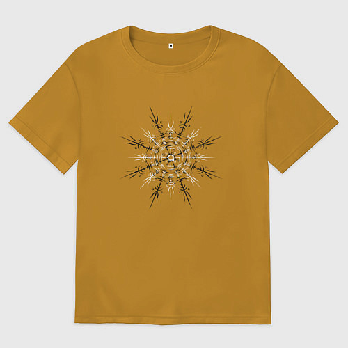 Мужская футболка оверсайз Шлем ужаса знак северных народов / Горчичный – фото 1