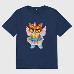 Футболка оверсайз мужская Рыжая кошечка принцесса, цвет: тёмно-синий