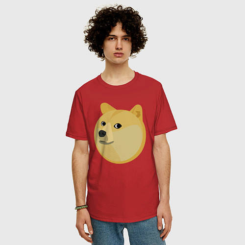 Мужская футболка оверсайз Пухленький Пёс Доге / Красный – фото 3