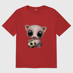 Футболка оверсайз мужская Футбол - Свинка, цвет: красный