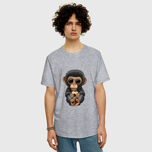 Мужская футболка оверсайз Футбол - Шимпанзе / Меланж – фото 3