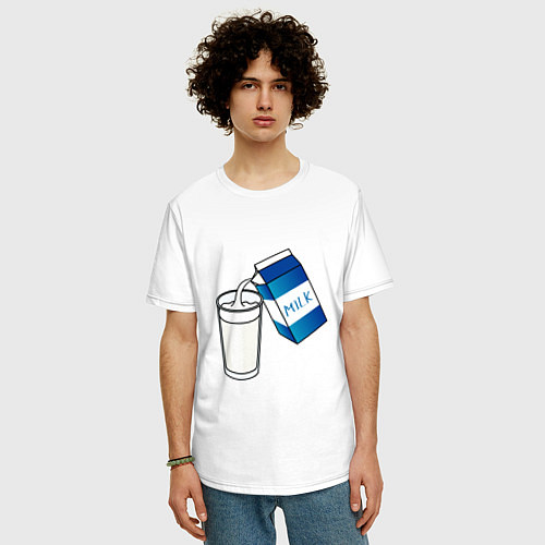 Мужская футболка оверсайз Люблю пить молоко / Белый – фото 3