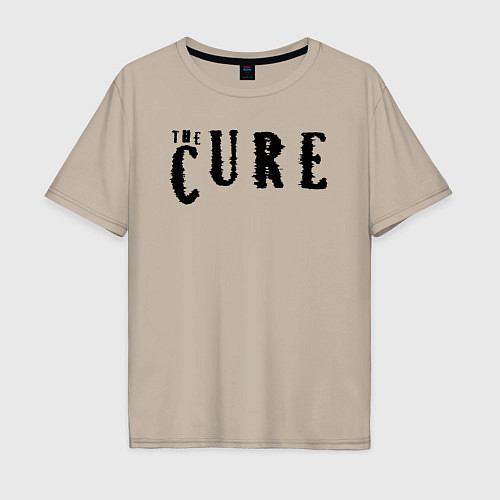 Мужская футболка оверсайз The Cure лого / Миндальный – фото 1