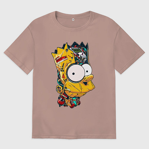 Мужская футболка оверсайз Cyber-Bart - Simpsons family / Пыльно-розовый – фото 1