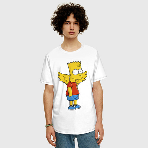 Мужская футболка оверсайз Барт Симпсон - единорог / Белый – фото 3
