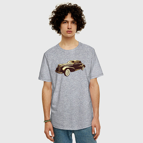Мужская футболка оверсайз Рисунок ретро-автомобиля / Меланж – фото 3