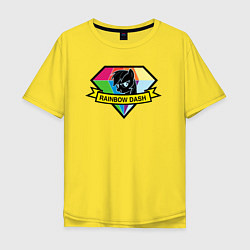 Футболка оверсайз мужская Rainbow Dash - Логотип единорога, цвет: желтый