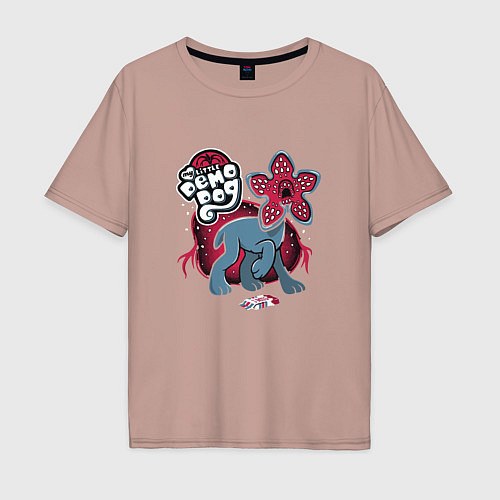 Мужская футболка оверсайз Little demodog / Пыльно-розовый – фото 1