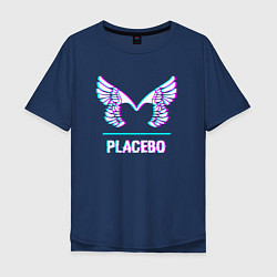 Футболка оверсайз мужская Placebo glitch rock, цвет: тёмно-синий