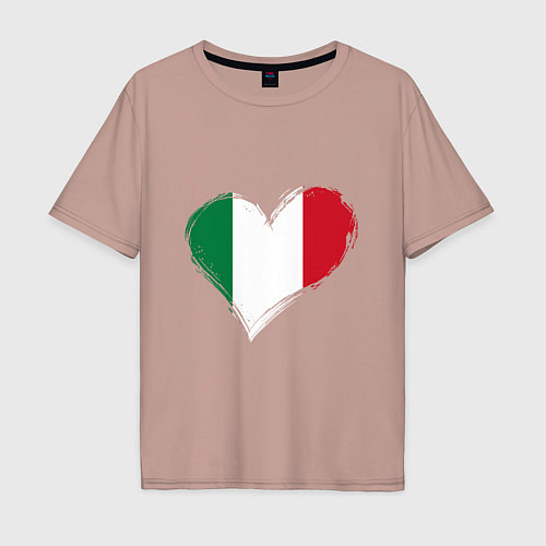 Мужская футболка оверсайз Сердце - Италия / Пыльно-розовый – фото 1