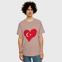 Футболка оверсайз мужская Сердце - Турция, цвет: пыльно-розовый — фото 2