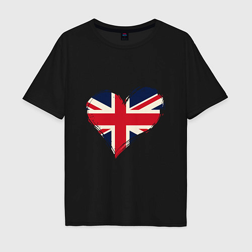 Мужская футболка оверсайз Сердце - Британия / Черный – фото 1